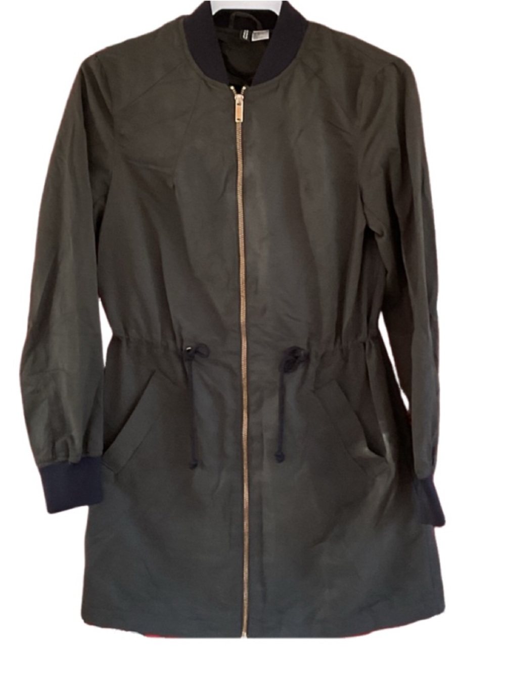 H & M Divided Army Green and Black Jacket with string pull at waist